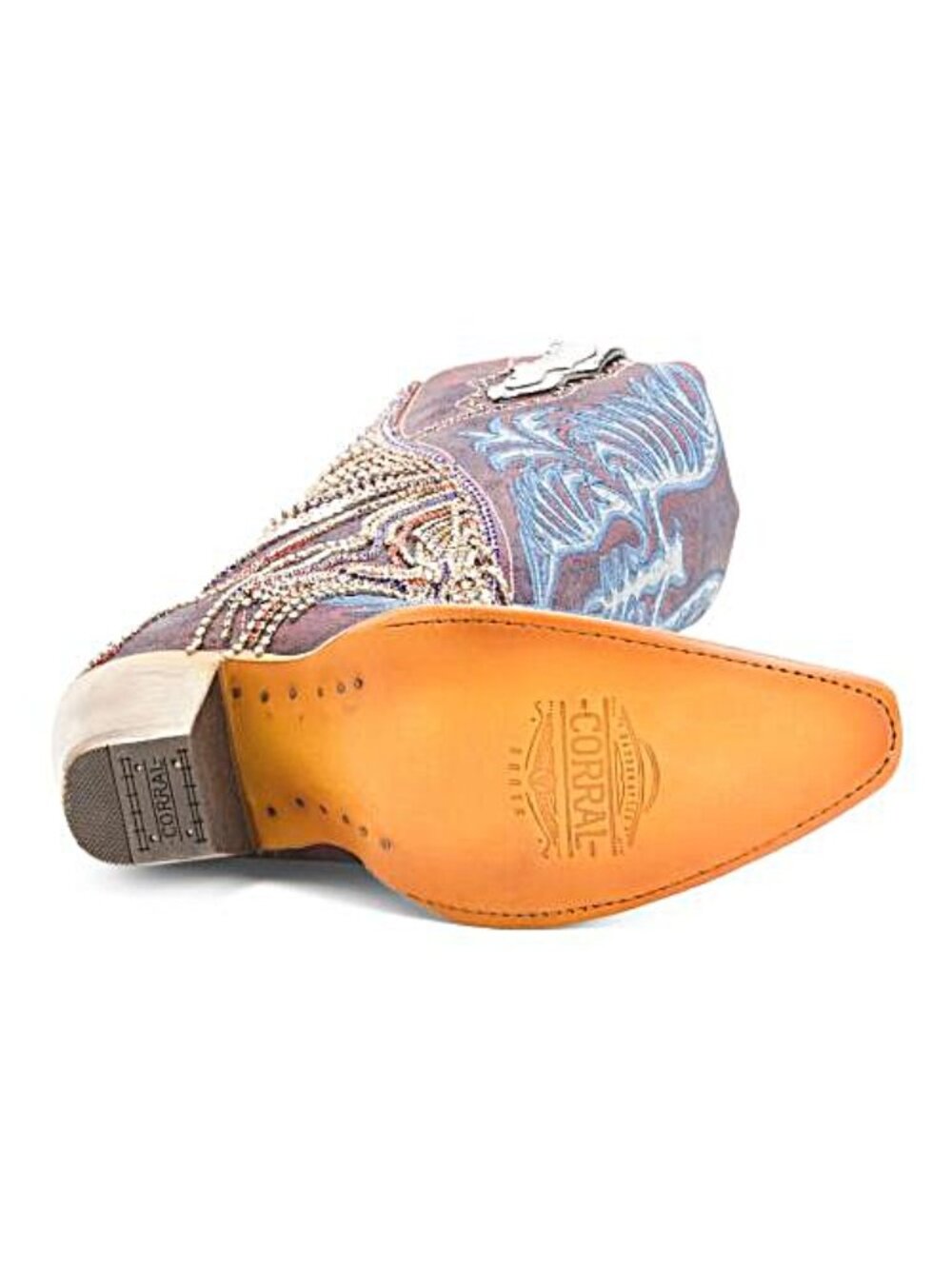 CORRAL BOOTS Embroidery And Studs Chameleon Effect Tall Western Boots - Snip Toe - Picture 8 of 9